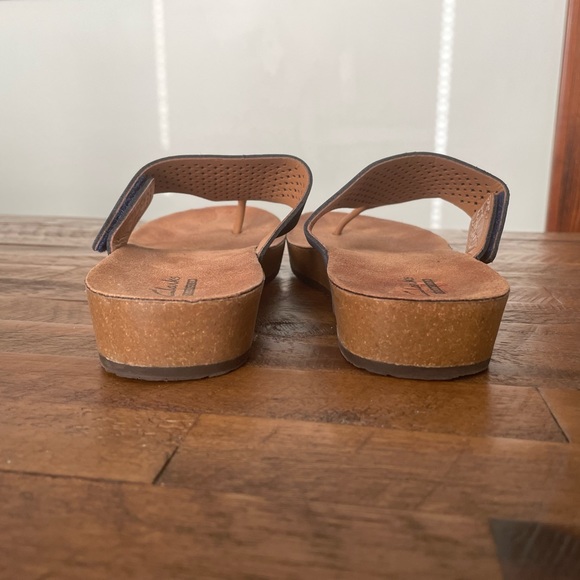 Clark Aeron Logan Leather Sandals Size 8 Navy Blue - Picture 2 of 5